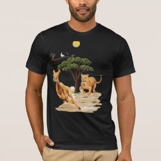 afrikanische Safari-Wildtiere Löwe Hirsch Naturdes T-Shirt