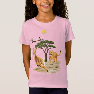 afrikanische Safari-Wildtiere Löwe Hirsch Naturdes T-Shirt