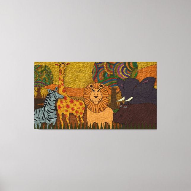 Afrikanische Safari| Wildtiere|Texturierte Kinderz Leinwanddruck (Vorderseite)