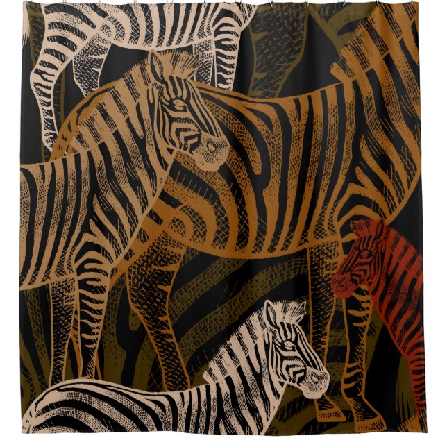 Afrikanische Safari: Zebra Vintag Design Duschvorhang (Vorderseite)