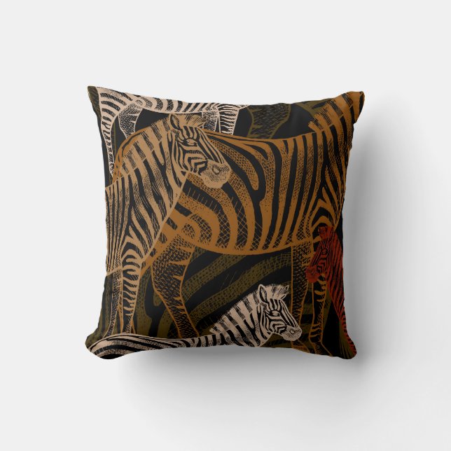Afrikanische Safari: Zebra Vintag Design Kissen (Vorderseite)