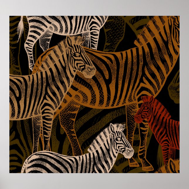 Afrikanische Safari: Zebra Vintag Design Poster (Vorne)
