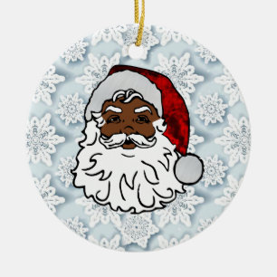 afrikanische Santa-Schneeflocken Keramik Ornament