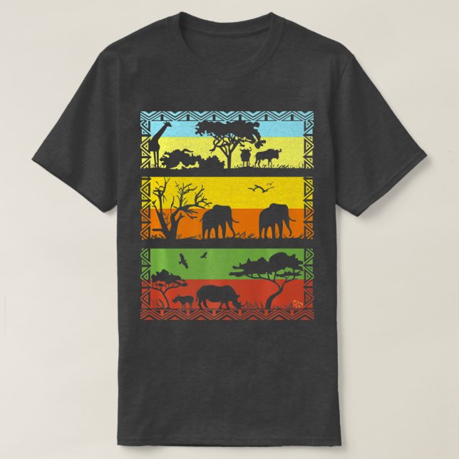 Afrikanische Savannah Landschaft mit Safari Animal T-Shirt (Design vorne)