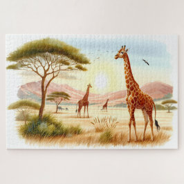 Afrikanische Savanne Giraffen Sonnenuntergang