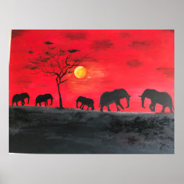 Afrikanische Schlichte Elefantenmalerei Kunst Poster