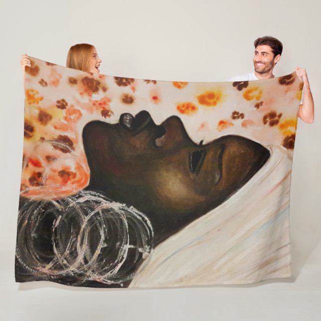 afrikanische Schönheitsfrau Fleece Blanket Malerei (Beispiel)
