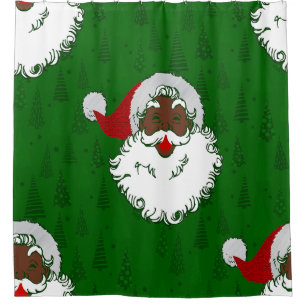 afrikanische schwarze Santa-Claus-Weihnachtsbäume Duschvorhang