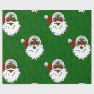 afrikanische schwarze Santa-Claus-Weihnachtsbäume  Geschenkpapier