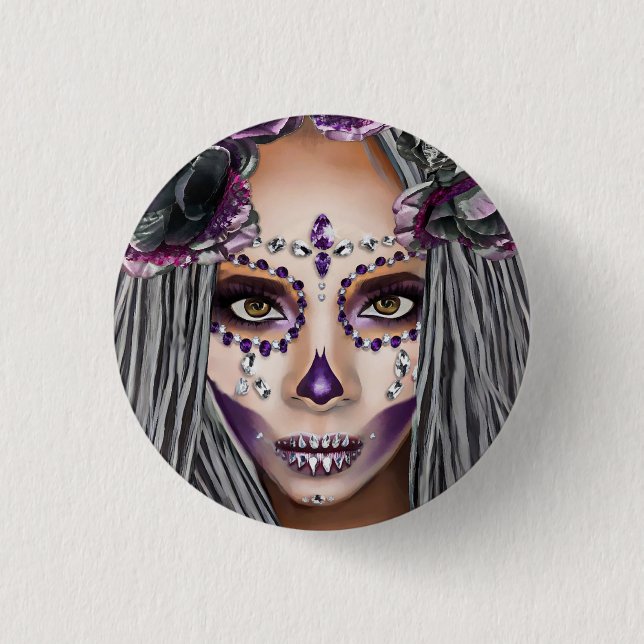 Afrikanische Schwarze Voodoo Priestersess Fantasy  Button (Vorderseite)