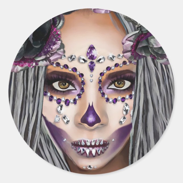 Afrikanische Schwarze Voodoo Priestersess Fantasy  Runder Aufkleber (Vorderseite)