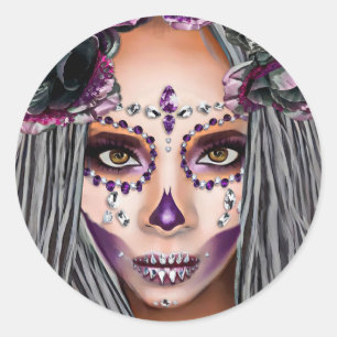 Afrikanische Schwarze Voodoo Priestersess Fantasy  Runder Aufkleber