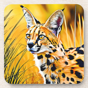 Afrikanische Serval Art Getränkeuntersetzer