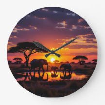 Afrikanische Sonnenuntergangs-Majestät Wanduhr