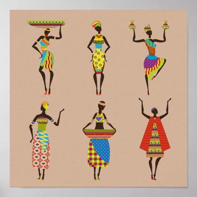 Afrikanische Stammesfrauen in farbenfroher Traditi Poster (Vorne)