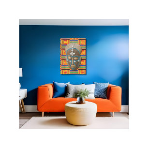 Afrikanische Stammesmaske Orange Kente Leinwanddru Leinwanddruck