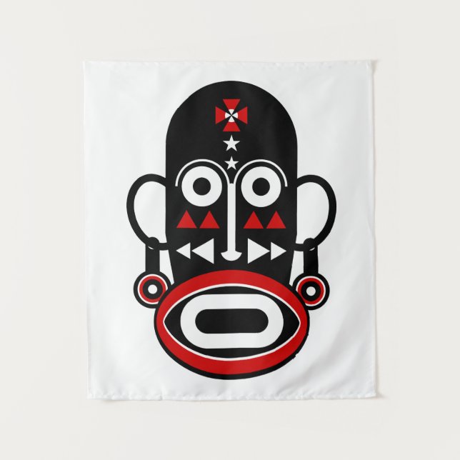 Afrikanische Stammesmaske Wandteppich (Vorderseite)