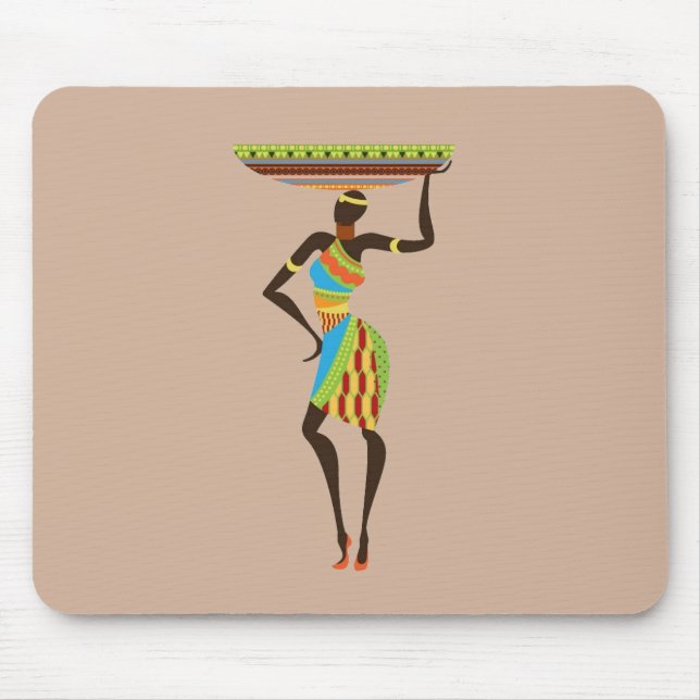Afrikanische Stammesmutter mit korbischer Stammesk Mousepad (Vorne)