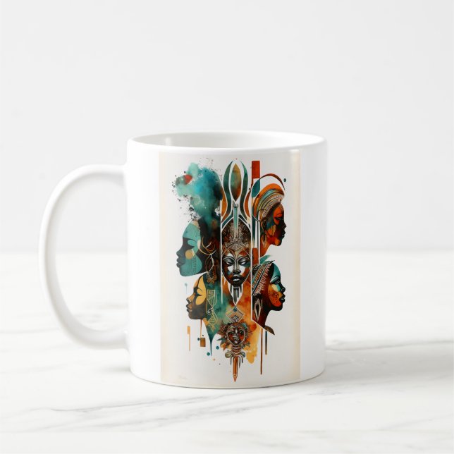 Afrikanische Stammfrauen Malerei, zeitgenössische  Kaffeetasse (Links)