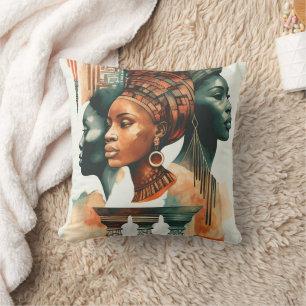 Afrikanische Stammfrauen Malerei, zeitgenössische  Kissen