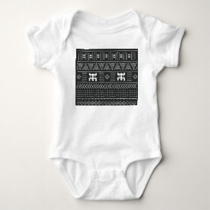 Afrikanische Stammkunst: Geometrisches Schwarz & W Baby Strampler