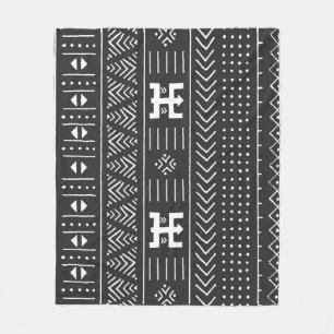 Afrikanische Stammkunst: Geometrisches Schwarz & W Fleecedecke