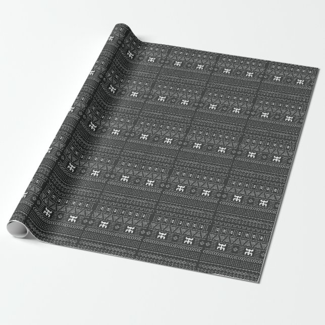 Afrikanische Stammkunst: Geometrisches Schwarz & W Geschenkpapier (Ungerollt)