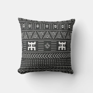 Afrikanische Stammkunst: Geometrisches Schwarz & W Kissen