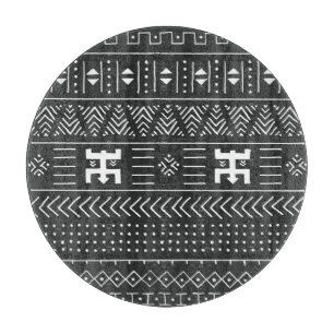 Afrikanische Stammkunst: Geometrisches Schwarz & W Schneidebrett