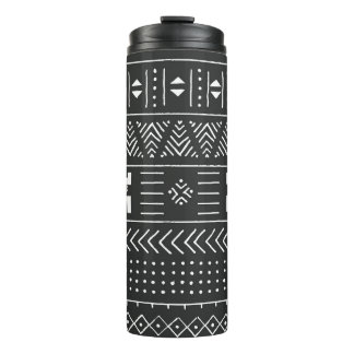 Afrikanische Stammkunst: Geometrisches Schwarz & W Thermosbecher