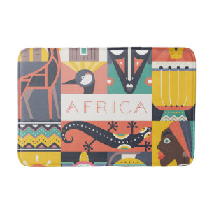 Afrikanische symbolische Kunst-Collage Badematte