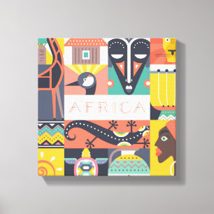 Afrikanische symbolische Kunst-Collage Leinwanddruck