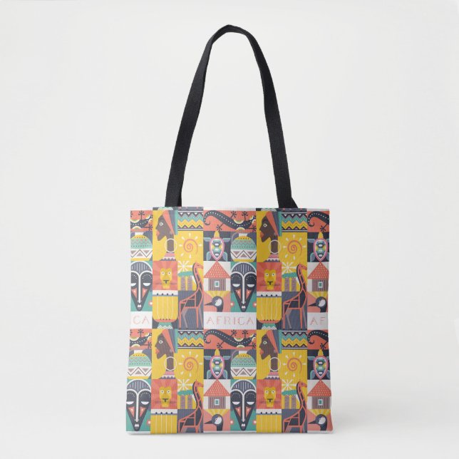 Afrikanische symbolische Kunst-Collage Tasche (Vorderseite)