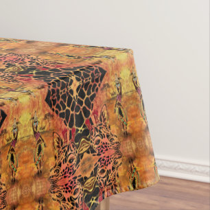 Afrikanische Tableclotch Girl and Giraffe Friends Tischdecke