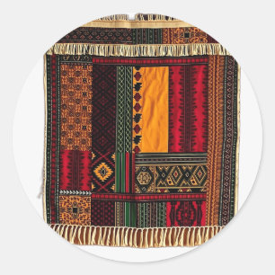 Afrikanische Tapestry mit kulturellen Mustern Runder Aufkleber