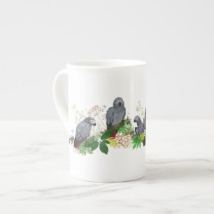 Afrikanische Tasse des Grau-Papagei-Party