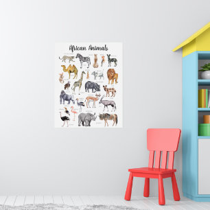 Afrikanische Tiere   Bildung Lernen Klassenzimmer Poster