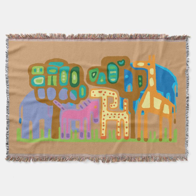Afrikanische Tiere ethnischer Volksart Decke (Vorderseite)