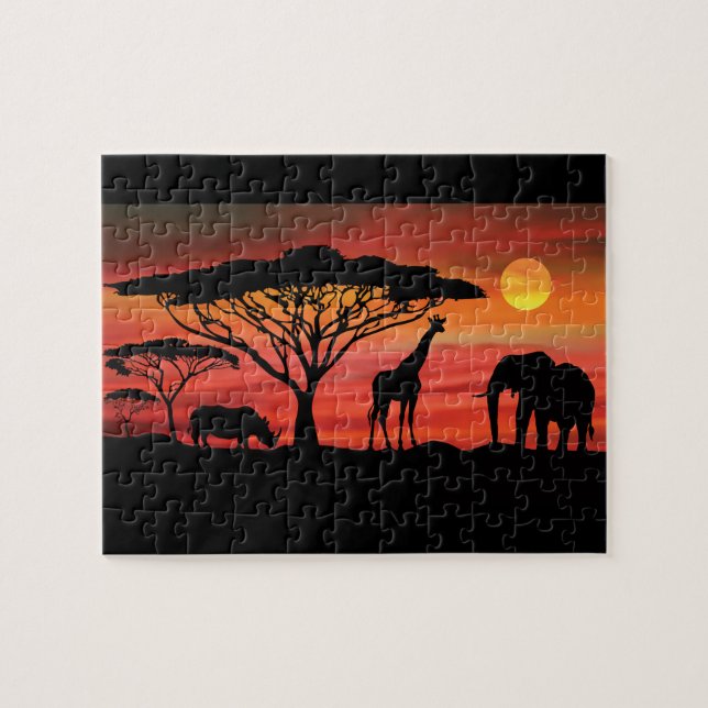 Afrikanische Tiere im Serengeti Sunset (Horizontal)