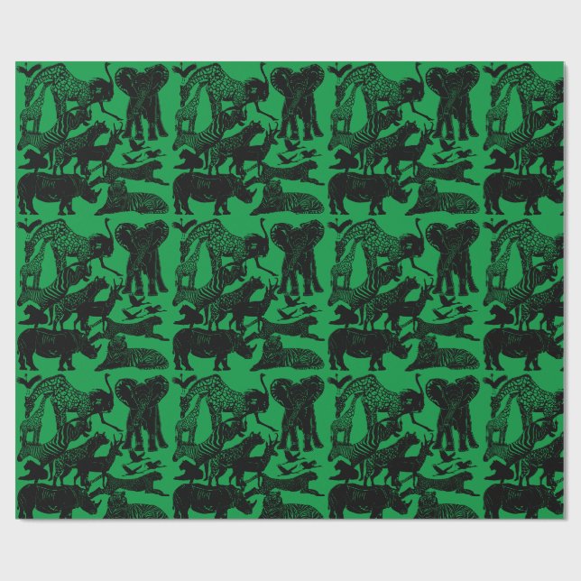 Afrikanische Tiere Niedliches einmaliges Geschenk Geschenkpapier (Flach)