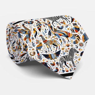 Afrikanische Tiere Print Boho Krawatte