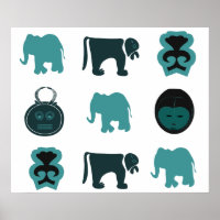 afrikanische Tiere und Masken