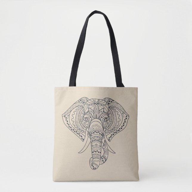 Afrikanische Tierkunst des Stammes- Elefanten Tasche (Vorderseite)