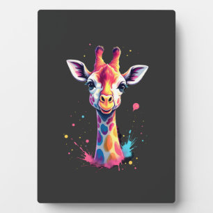 Afrikanische Tierkunst Die bunte Giraffe für lusti Fotoplatte