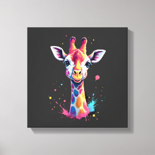 Afrikanische Tierkunst Die bunte Giraffe für lusti Leinwanddruck