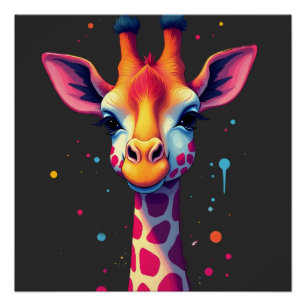 Afrikanische Tierkunst Die bunte Giraffe für lusti Poster