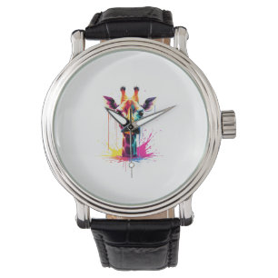 Afrikanische Tierkunst Die farbenfrohe Giraffe für Armbanduhr