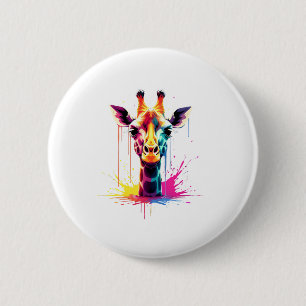 Afrikanische Tierkunst Die farbenfrohe Giraffe für Button