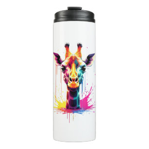 Afrikanische Tierkunst Die farbenfrohe Giraffe für Thermosbecher
