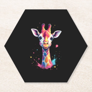 Afrikanische Tierkunst Die farbenfrohe Giraffe für Untersetzer
